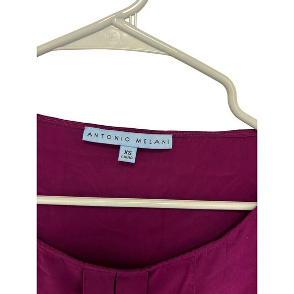ANTONIO MELANI long-sleeved magenta blouse 100% Silk Size XS - Picture 2 of 4